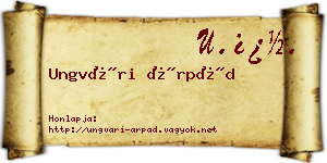 Ungvári Árpád névjegykártya