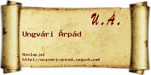 Ungvári Árpád névjegykártya